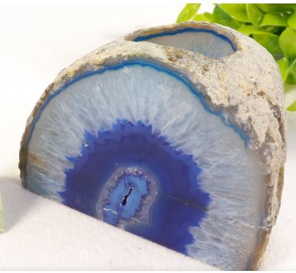 Natural Agate Blue Candle Holder